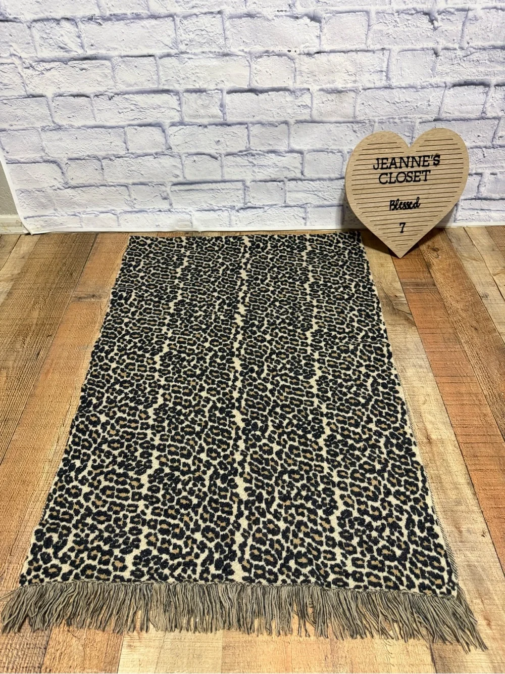 Johnny was Leopard wrap fringe scarf wool/cashmere
